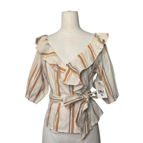 Billabong Babes All Day Wrap Top striped Size. Small - Picture 4 of 7